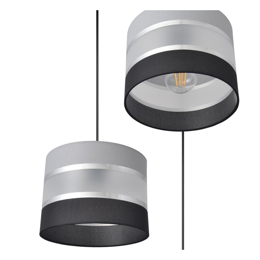 Luster na sajli HELEN 3xE27/15W/230V crno/sivo/srebrno