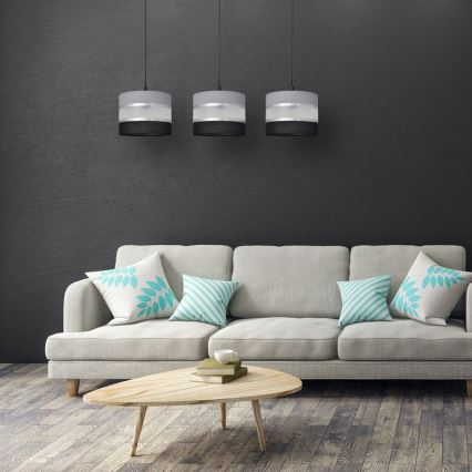 Luster na sajli HELEN 3xE27/15W/230V crno/sivo/srebrno