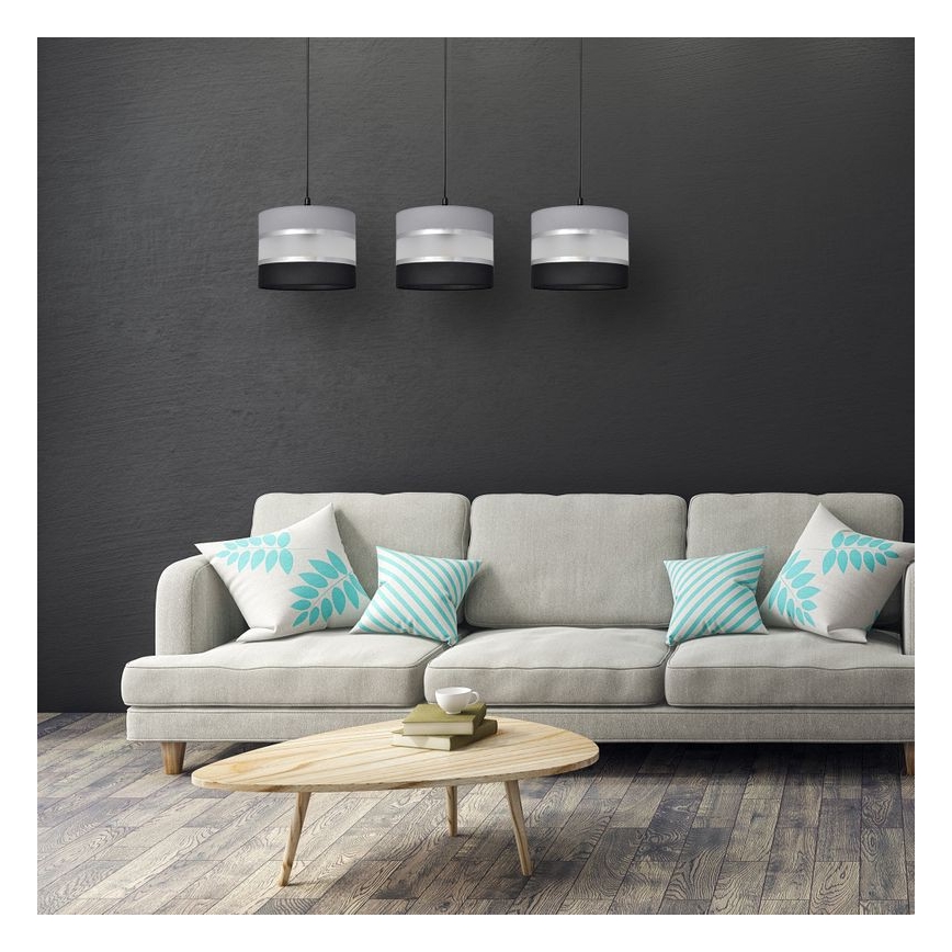 Luster na sajli HELEN 3xE27/15W/230V crno/sivo/srebrno