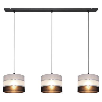 Luster na sajli HELEN 3xE27/15W/230V crno/sivo/srebrno