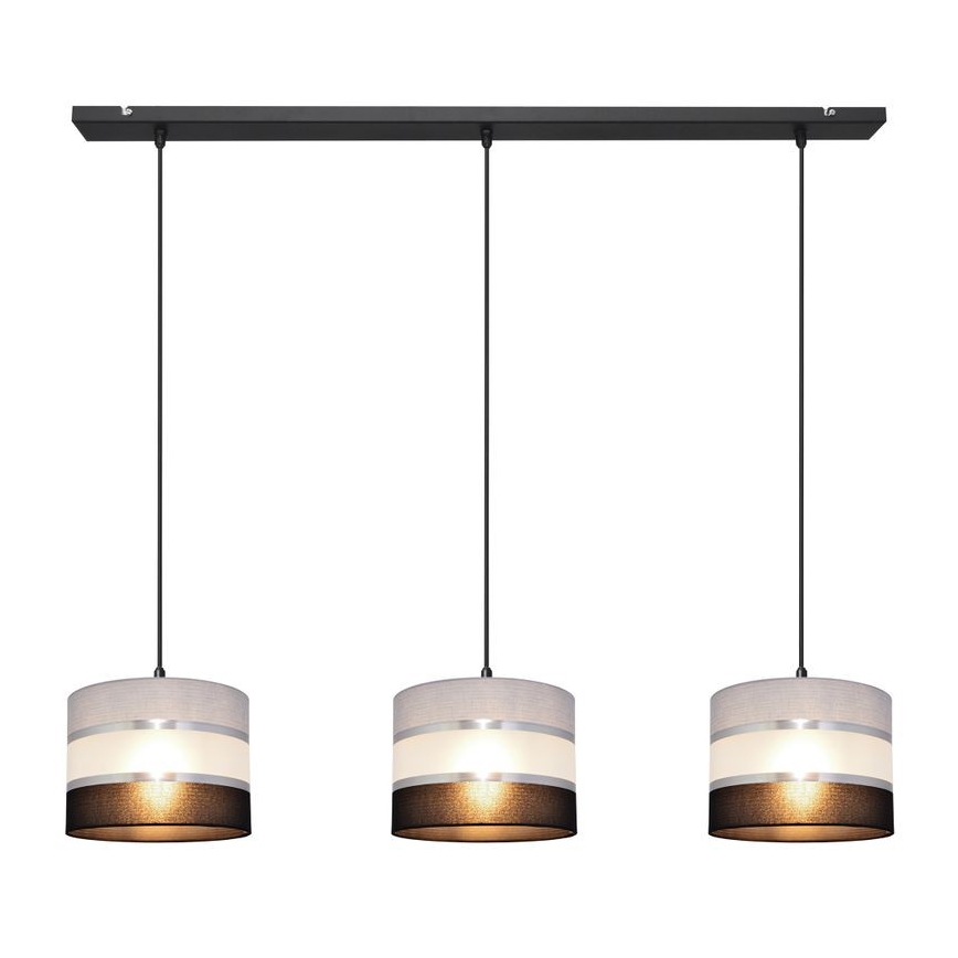 Luster na sajli HELEN 3xE27/15W/230V crno/sivo/srebrno