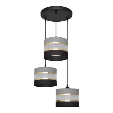 Luster na sajli HELEN 3xE27/15W/230V crno/sivo/zlatna