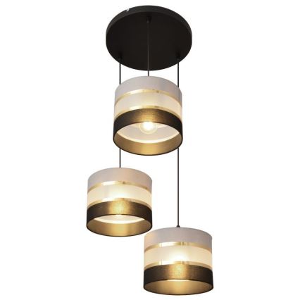 Luster na sajli HELEN 3xE27/15W/230V crno/sivo/zlatna