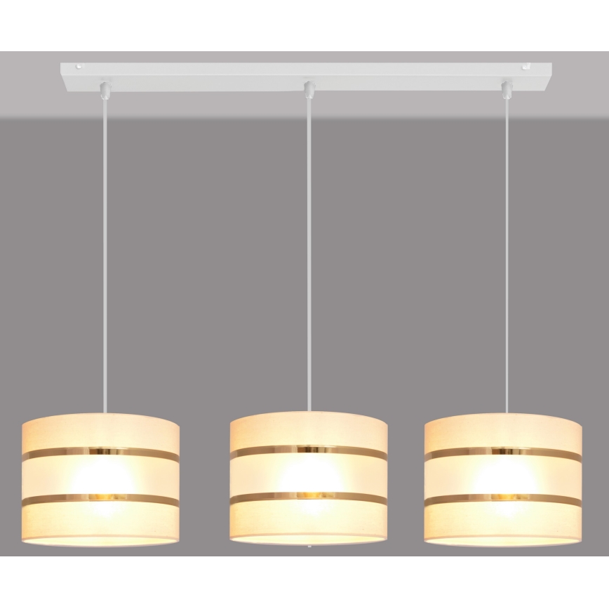 Luster na sajli HELEN 3xE27/15W/230V krem boje