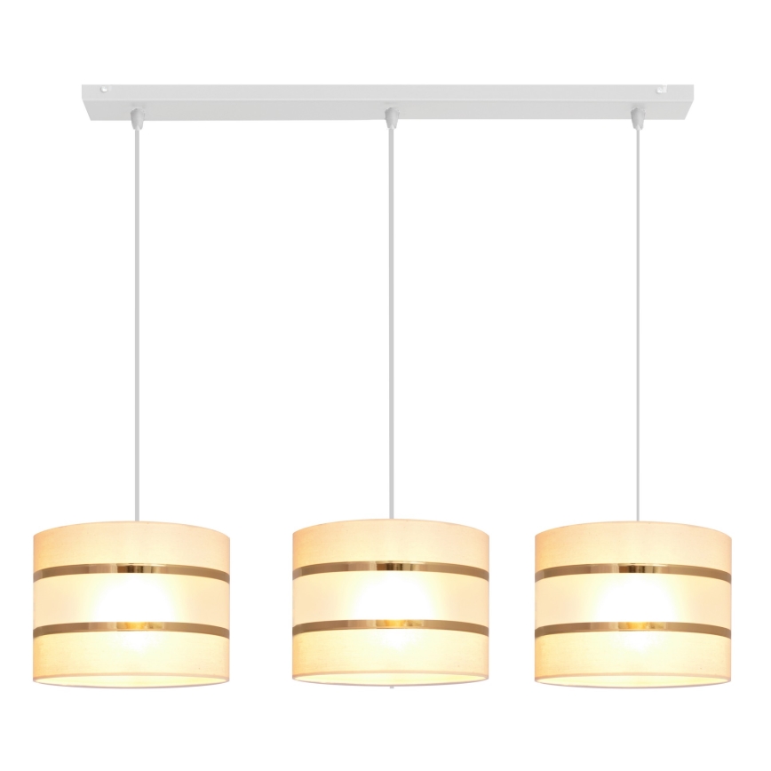Luster na sajli HELEN 3xE27/15W/230V krem boje