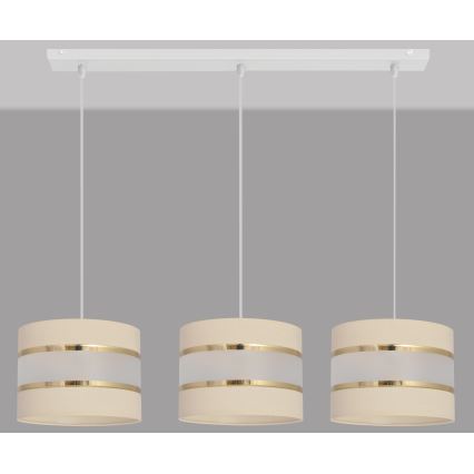 Luster na sajli HELEN 3xE27/15W/230V krem boje