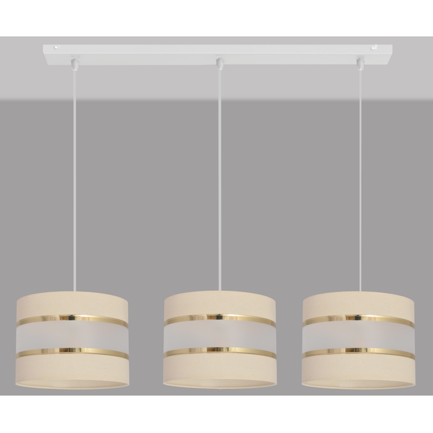 Luster na sajli HELEN 3xE27/15W/230V krem boje