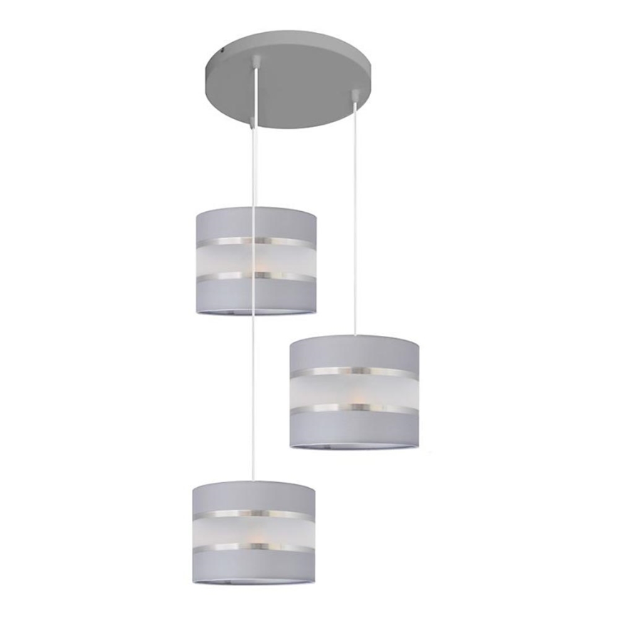 Luster na sajli HELEN 3xE27/15W/230V sivo/srebrno
