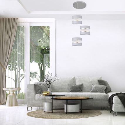 Luster na sajli HELEN 3xE27/15W/230V sivo/srebrno