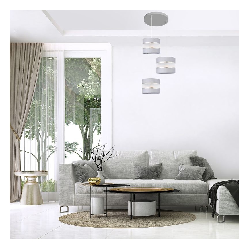 Luster na sajli HELEN 3xE27/15W/230V sivo/srebrno