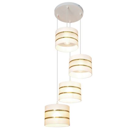Luster na sajli HELEN 4xE27/15W/230V bela/zlatna