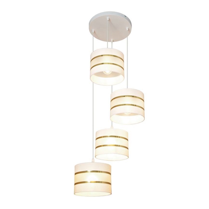 Luster na sajli HELEN 4xE27/15W/230V bela/zlatna