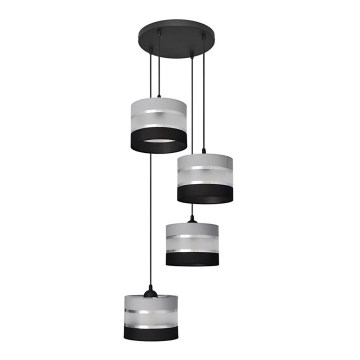 Luster na sajli HELEN 4xE27/15W/230V crno/sivo/srebrno