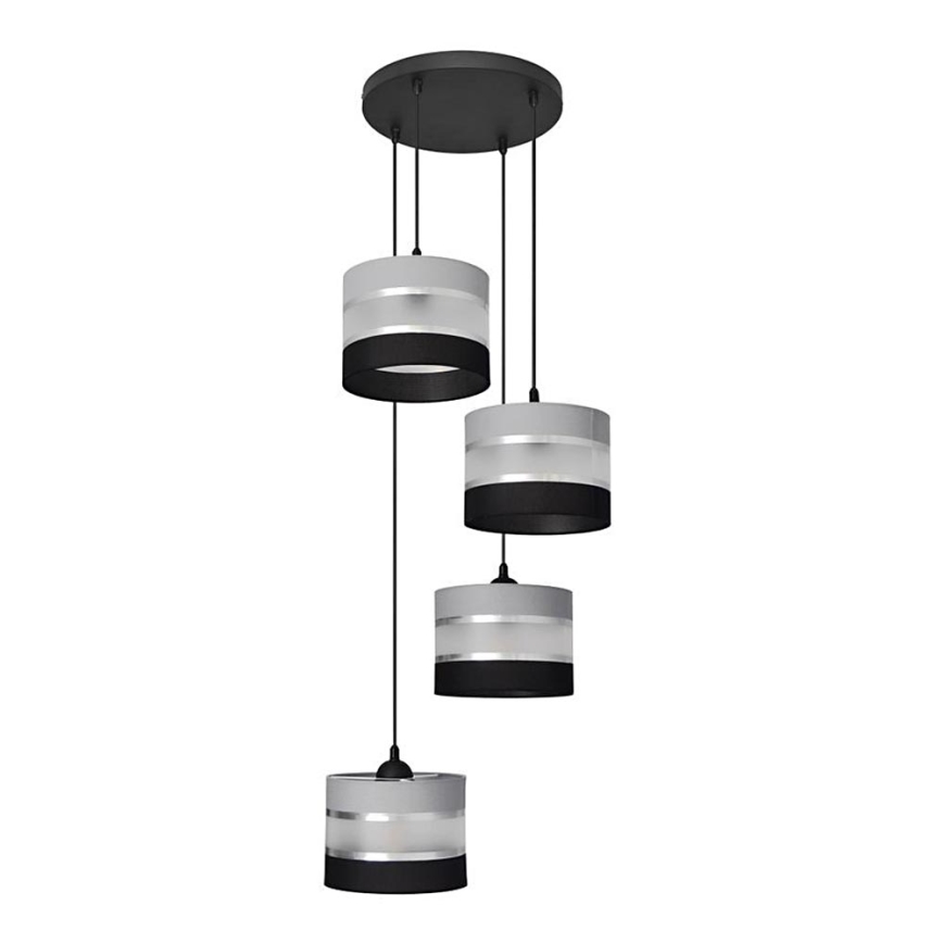Luster na sajli HELEN 4xE27/15W/230V crno/sivo/srebrno