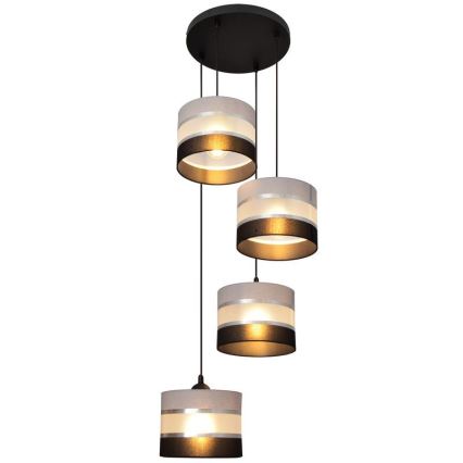 Luster na sajli HELEN 4xE27/15W/230V crno/sivo/srebrno