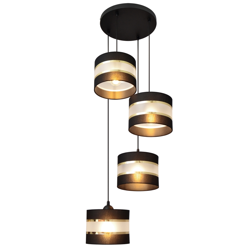 Luster na sajli HELEN 4xE27/15W/230V crno/zlatna