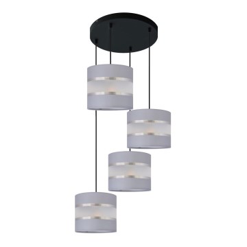 Luster na sajli HELEN 4xE27/15W/230V sivo/crno