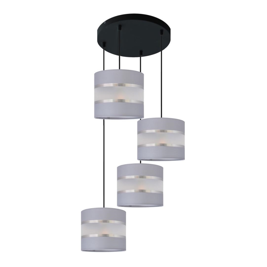 Luster na sajli HELEN 4xE27/15W/230V sivo/crno