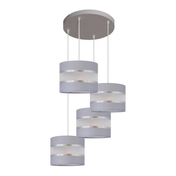 Luster na sajli HELEN 4xE27/15W/230V sivo/srebrno