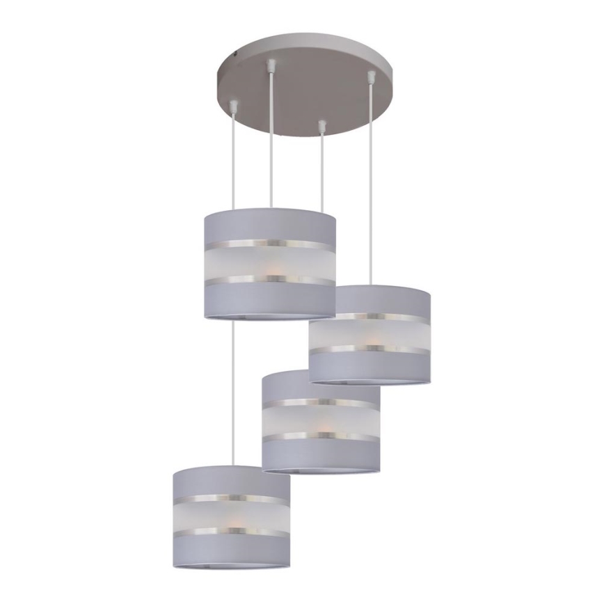 Luster na sajli HELEN 4xE27/15W/230V sivo/srebrno
