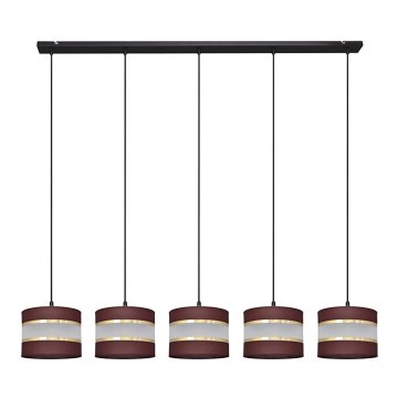 Luster na sajli HELEN 5xE27/15W/230V braon/crno/zlatna