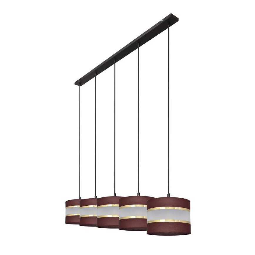 Luster na sajli HELEN 5xE27/15W/230V braon/crno/zlatna