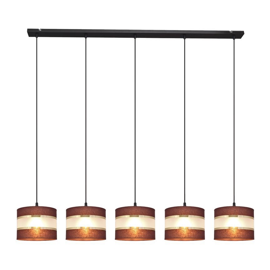 Luster na sajli HELEN 5xE27/15W/230V braon/crno/zlatna