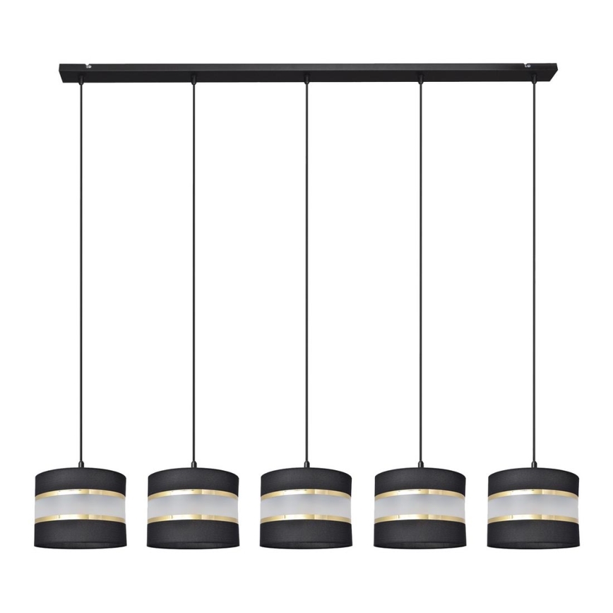 Luster na sajli HELEN 5xE27/15W/230V crni/zlatni
