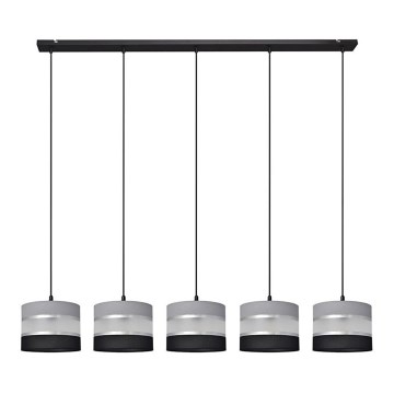 Luster na sajli HELEN 5xE27/15W/230V crno/sivo/srebrno