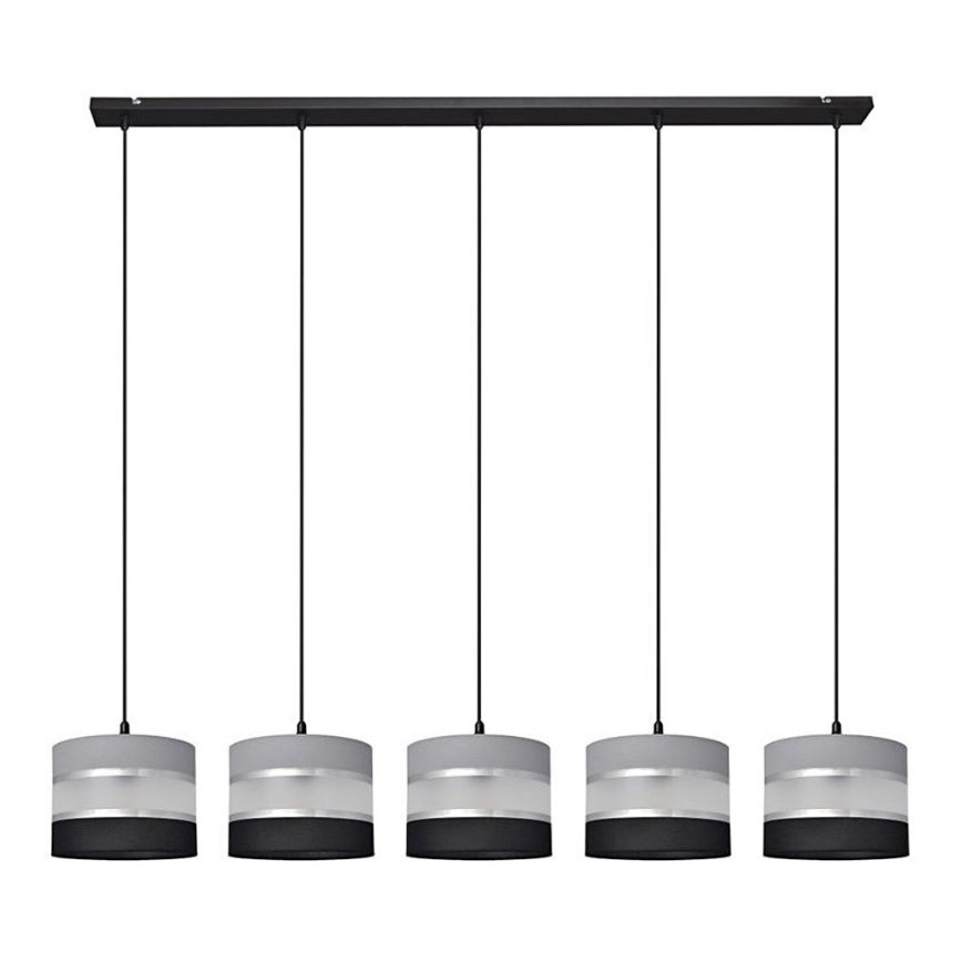 Luster na sajli HELEN 5xE27/15W/230V crno/sivo/srebrno
