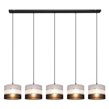 Luster na sajli HELEN 5xE27/15W/230V crno/sivo/srebrno