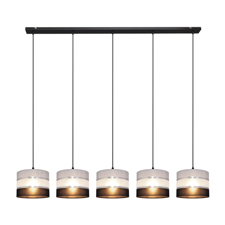 Luster na sajli HELEN 5xE27/15W/230V crno/sivo/srebrno