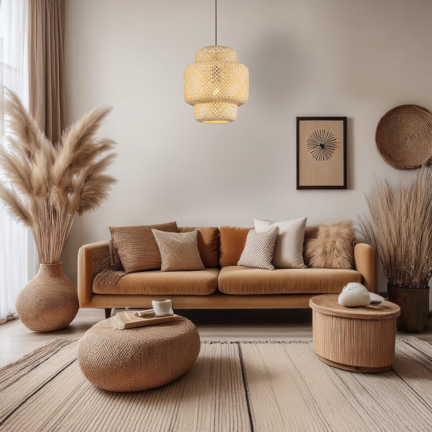 Luster na sajli HESTIA 1xE27/60W/230V pr. 30 cm bambus