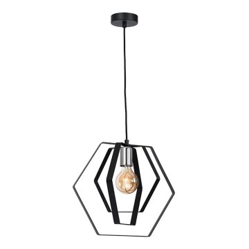 Luster na sajli HEXAGON 1xE27/60W/230V crno/sjajni krom