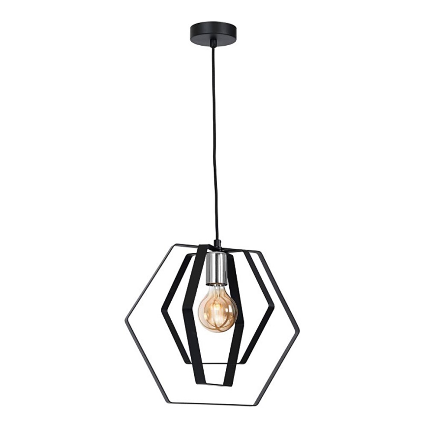 Luster na sajli HEXAGON 1xE27/60W/230V crno/sjajni krom