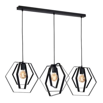 Luster na sajli HEXAGON 3xE27/60W/230V crni