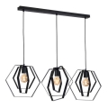 Luster na sajli HEXAGON 3xE27/60W/230V crno