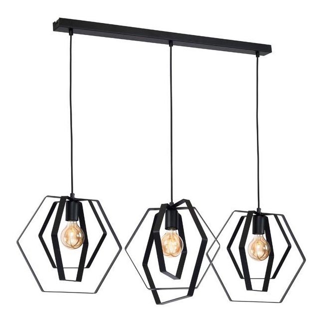 Luster na sajli HEXAGON 3xE27/60W/230V crno