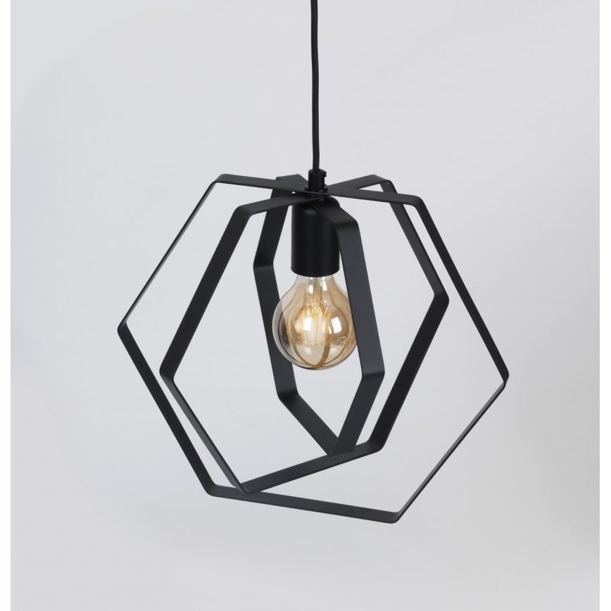 Luster na sajli HEXAGON 3xE27/60W/230V crno