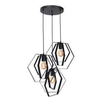 Luster na sajli HEXAGON 3xE27/60W/230V crno okrugli