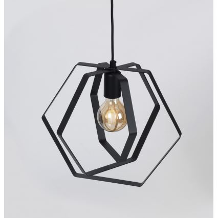 Luster na sajli HEXAGON 3xE27/60W/230V crno okrugli