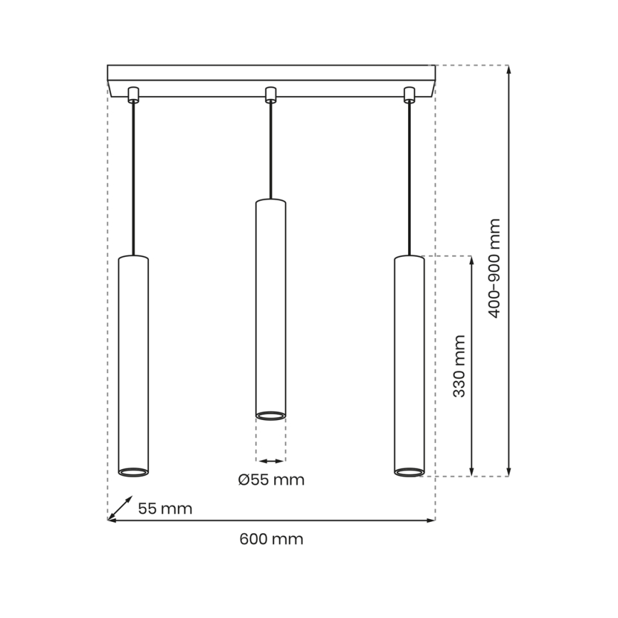 Luster na sajli HUDSON 3xGU10/8W/230V bela