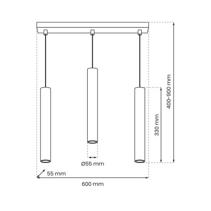 Luster na sajli HUDSON 3xGU10/8W/230V crno