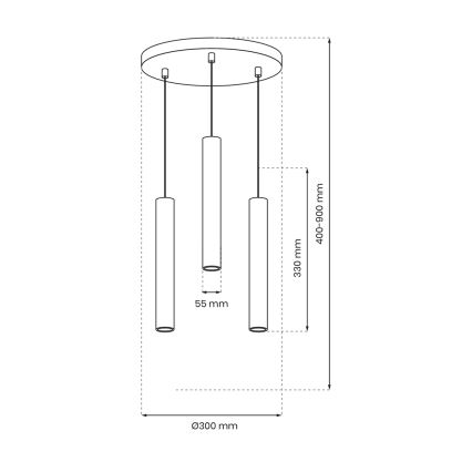 Luster na sajli HUDSON 3xGU10/8W/230V crno