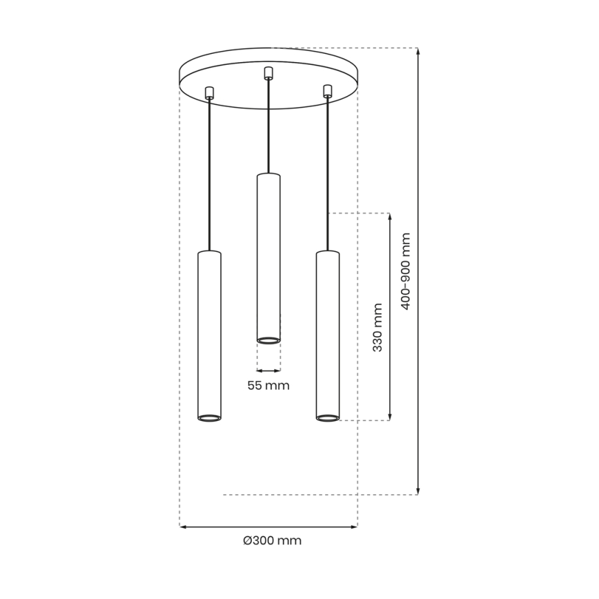 Luster na sajli HUDSON 3xGU10/8W/230V crno