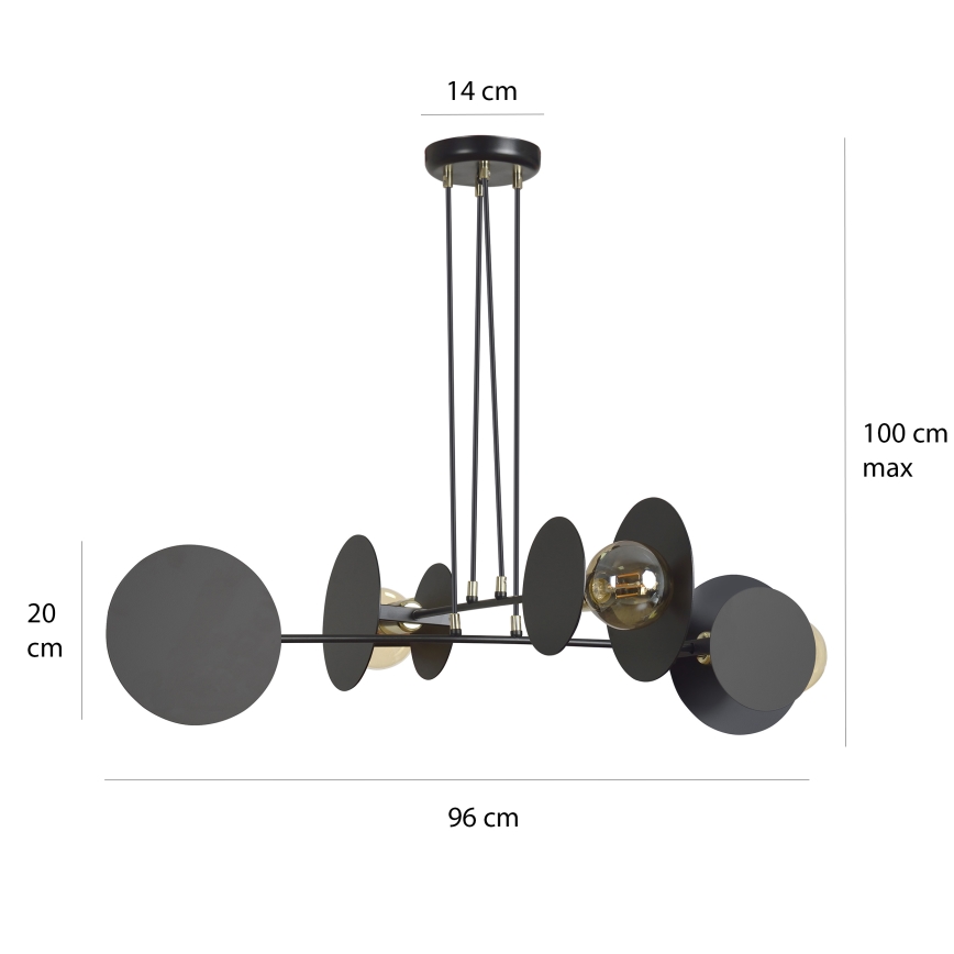 Luster na sajli IDEA 4xE27/15W/230V crno