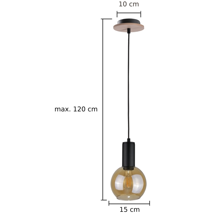 Luster na sajli JANTAR WOOD 1xE27/60W/230V