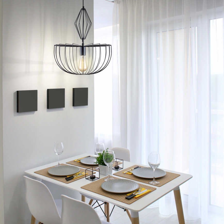 Luster na sajli JASMINA 1xE27/20W/230V pr. 40 cm crno