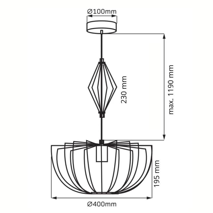 Luster na sajli JASMINA 1xE27/20W/230V pr. 40 cm crno