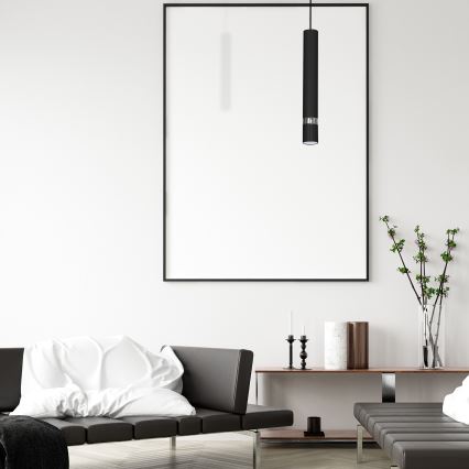 Luster na sajli JOKER 1xGU10/25W/230V crni/sjajni hrom